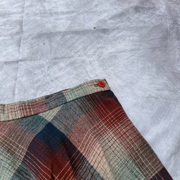 Women's Vintage 90's Casual Corner Wool Pleated Blue Red Midi Skirt Sz 11/12 VTG - Picture 3 of 9